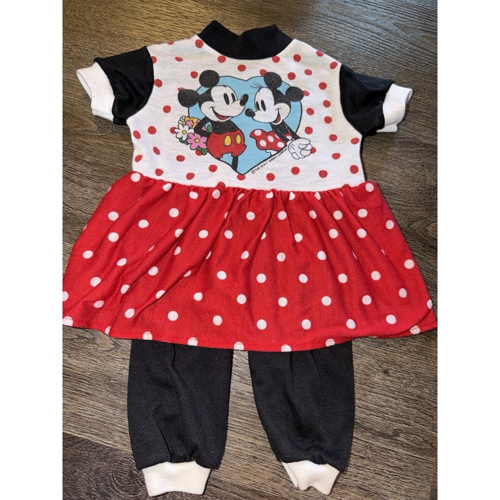 Vtg 80s Disney Mickey Mouse Girls Baby Toddler Jog Togs One Piece Minnie Skirt